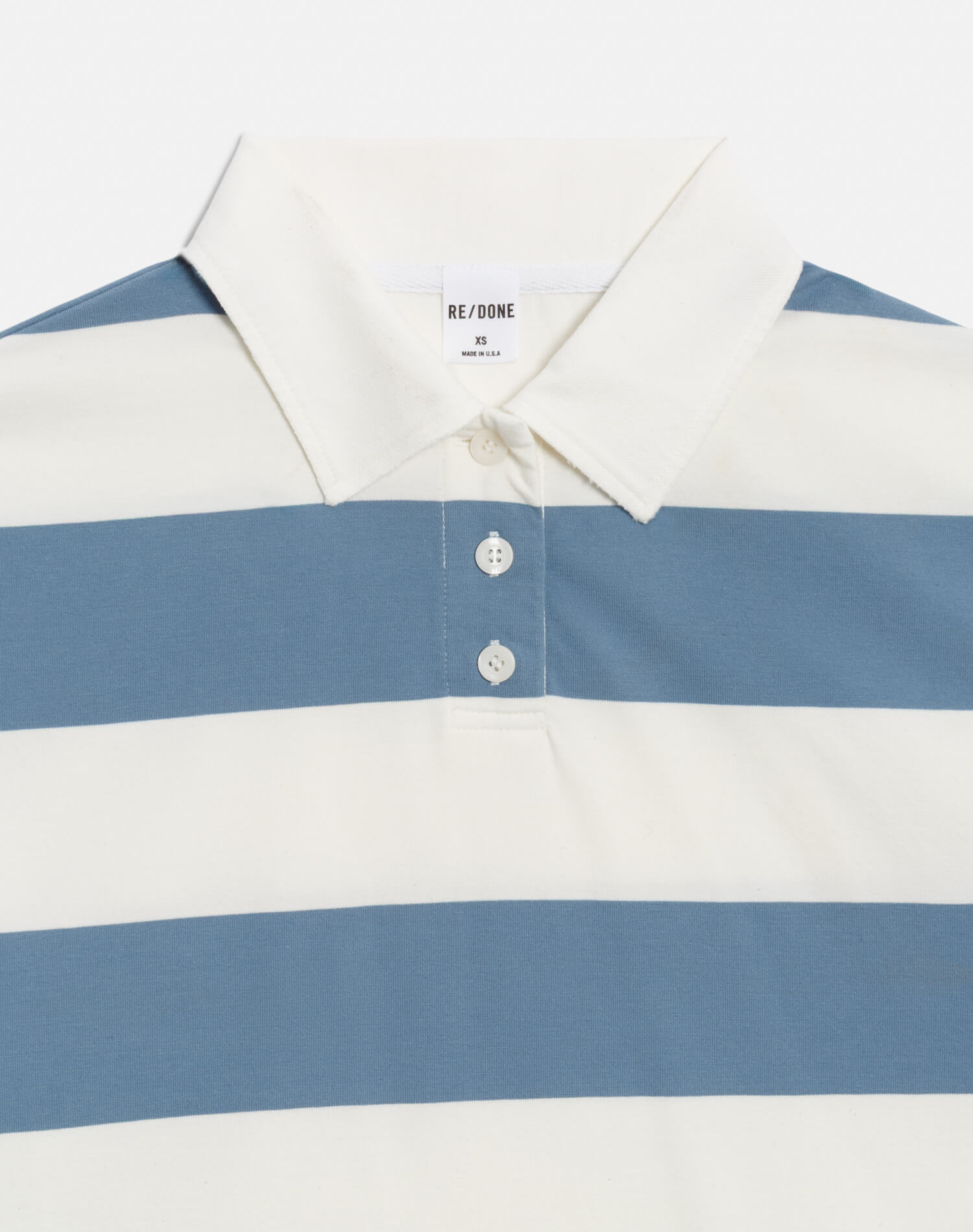 Cut Off Rugby Polo, Blue & Ivory