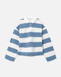 Cut Off Rugby Polo, Blue & Ivory