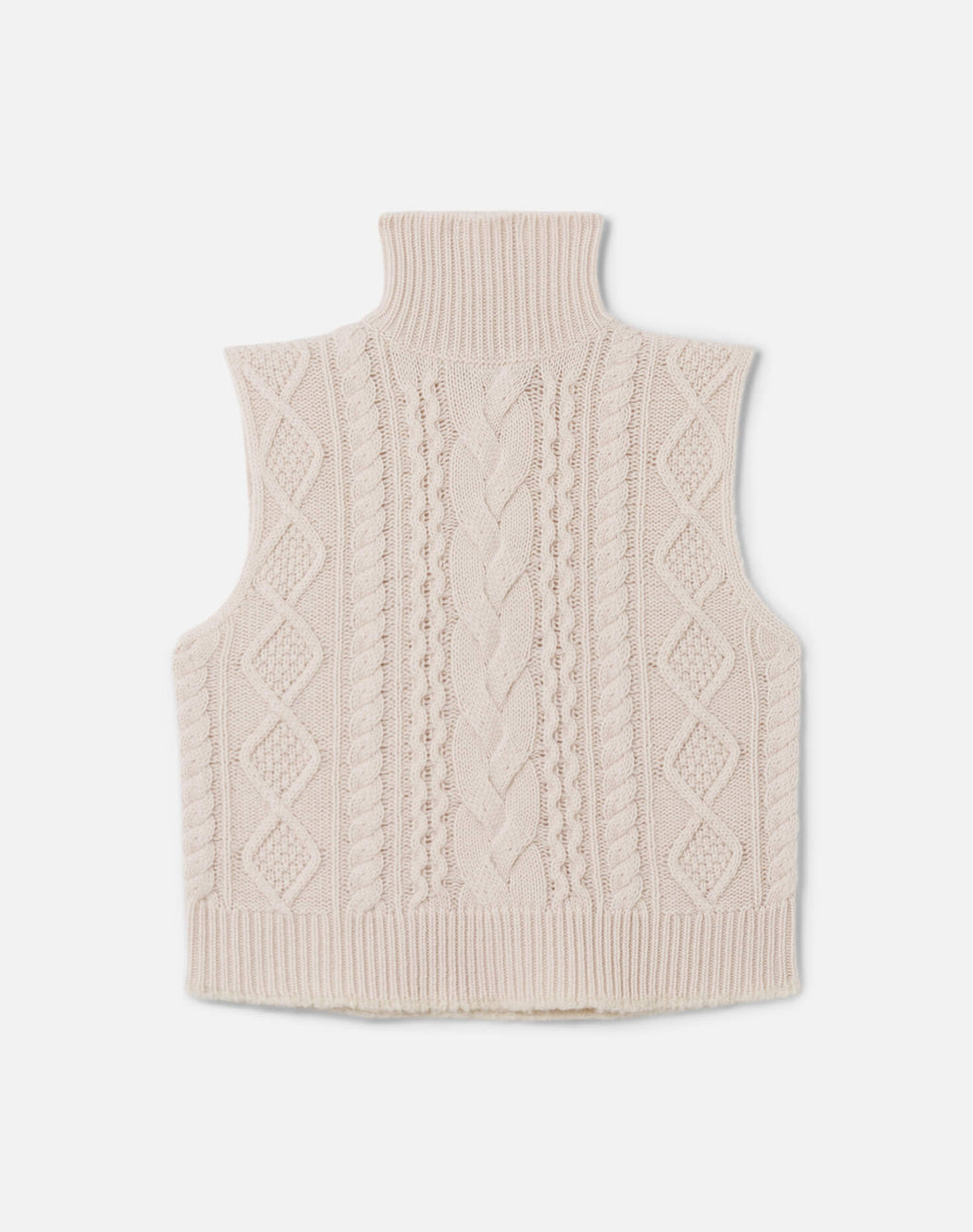 Cable Turtleneck Vest, White