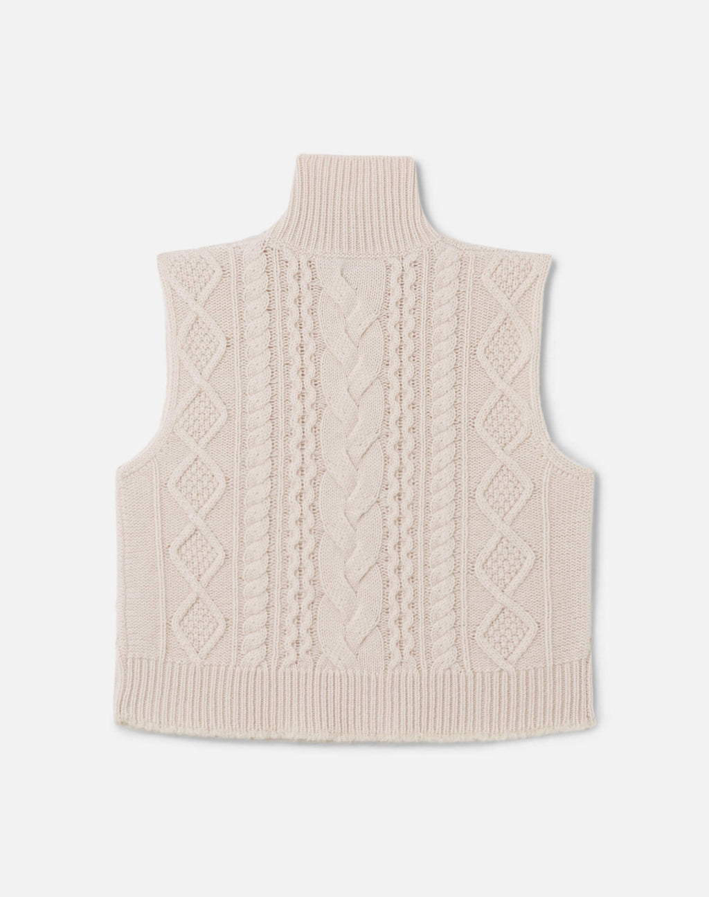 Cable Turtleneck Vest, White