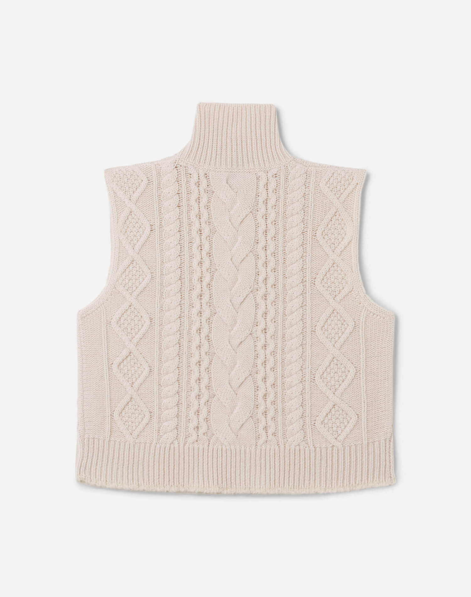 Cable Turtleneck Vest, White
