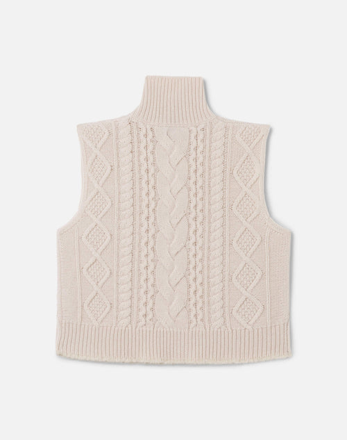 Cable Turtleneck Vest, White