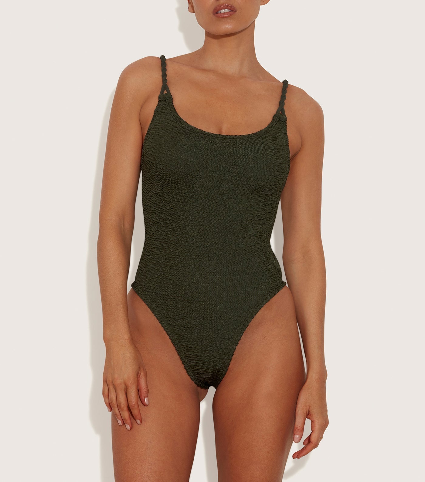 Camille Swim, Metallic Khaki Crinkle
