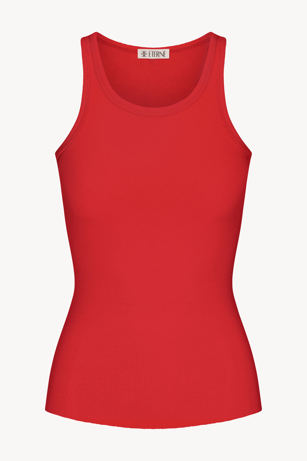 High Neck Fitted Tank, Rouge