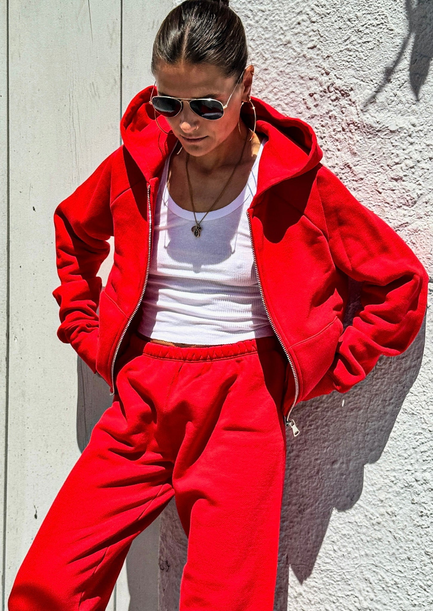 Cotton Mini Logo Sweatpants | Red