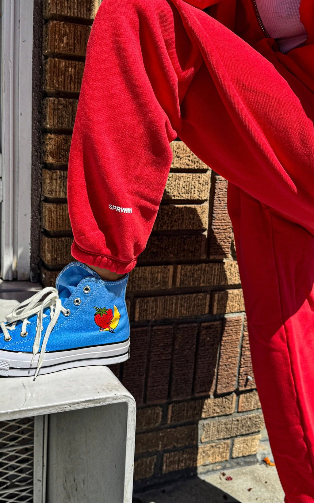 Cotton Mini Logo Sweatpants | Red