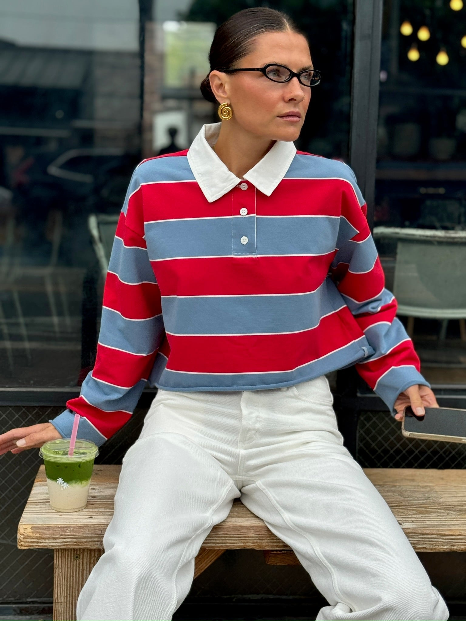 Cut Off Rugby Polo, Red & Blue