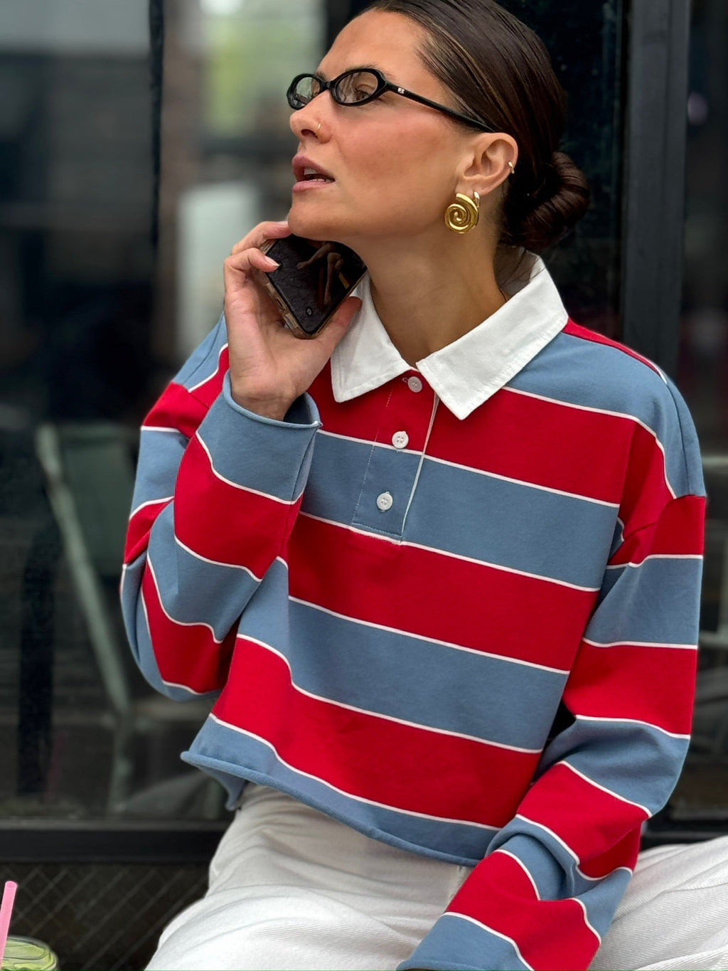 Cut Off Rugby Polo, Red & Blue