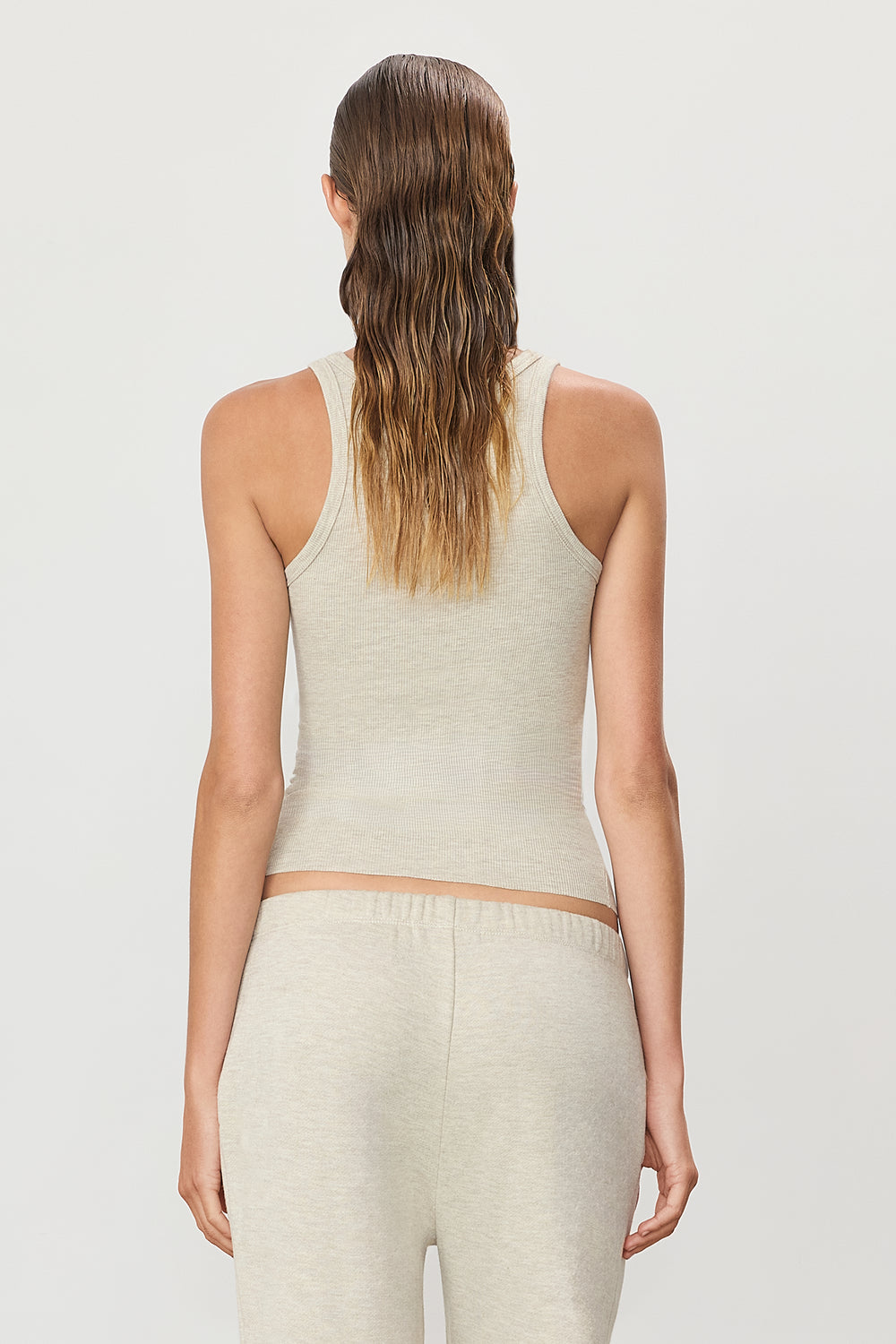 High Neck Fitted Tank | Heather Oatmeal