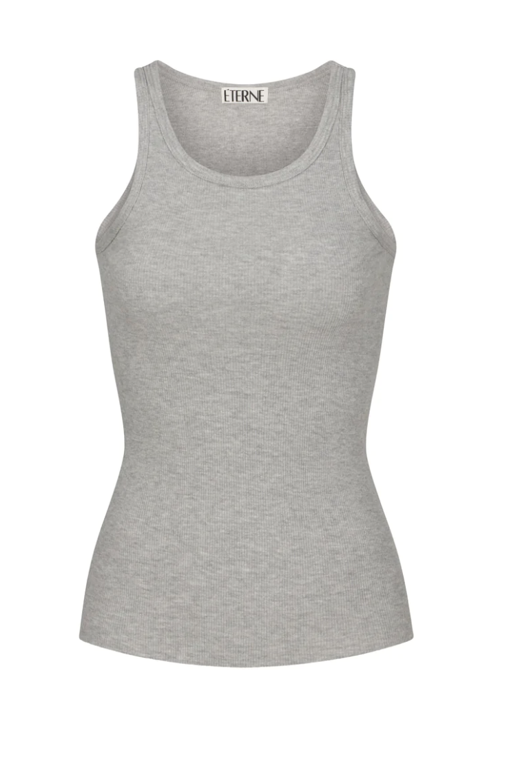 High Neck Fitted Tank Grey