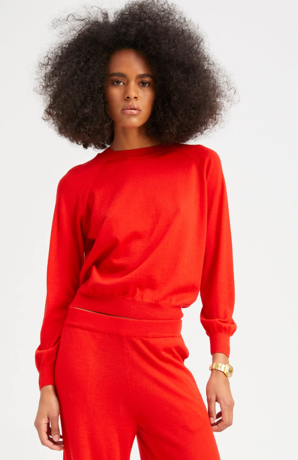 Red Cashmere Raglan Sweater