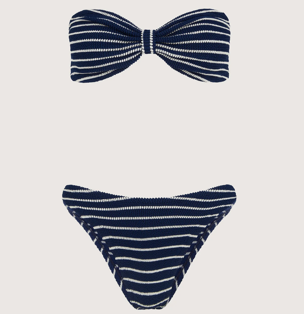Crinkle Bikini, Jean Bikini Navy/White Stripe