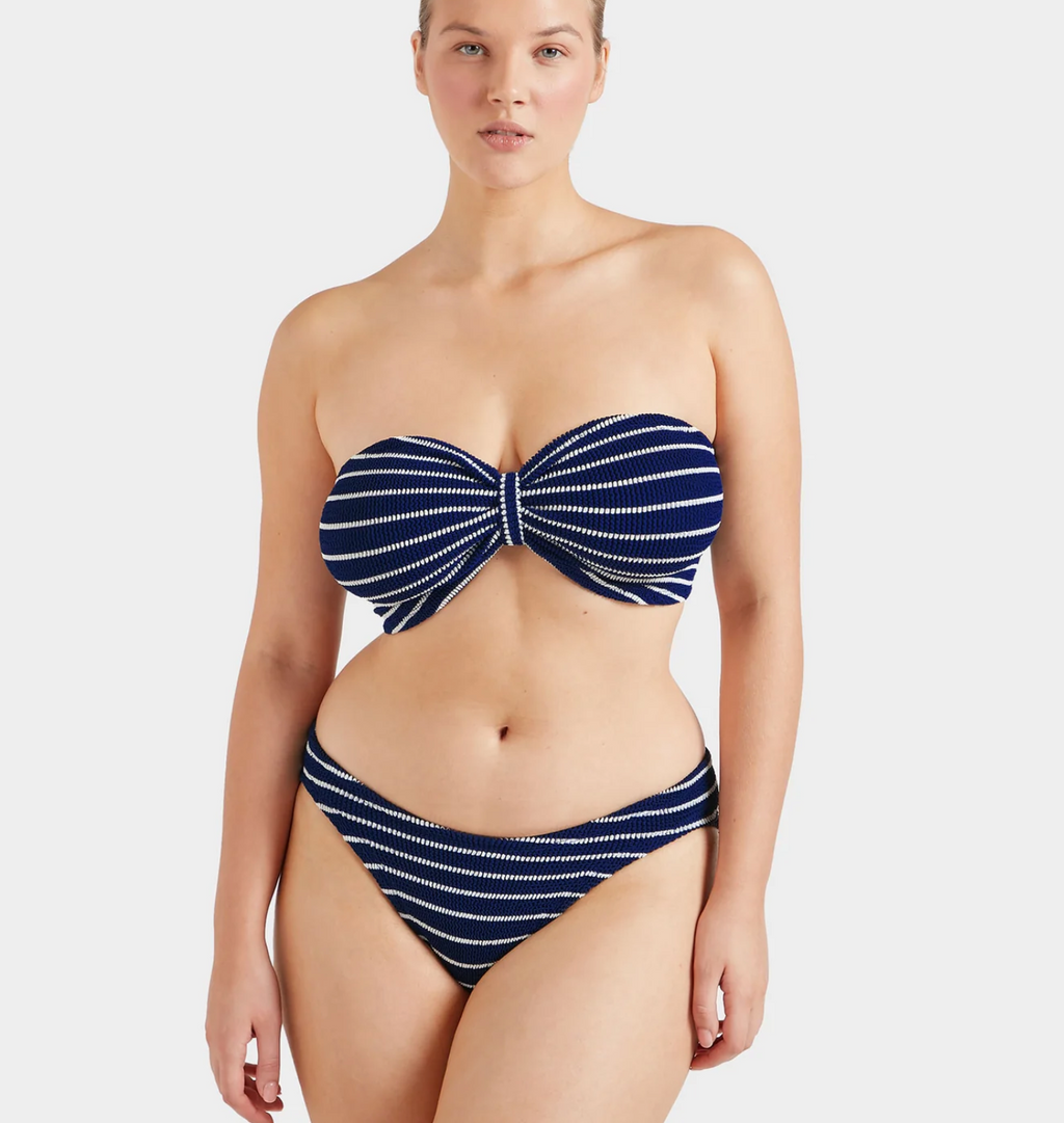 Crinkle Bikini, Jean Bikini Navy/White Stripe