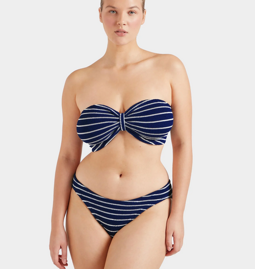 Crinkle Bikini, Jean Bikini Navy/White Stripe