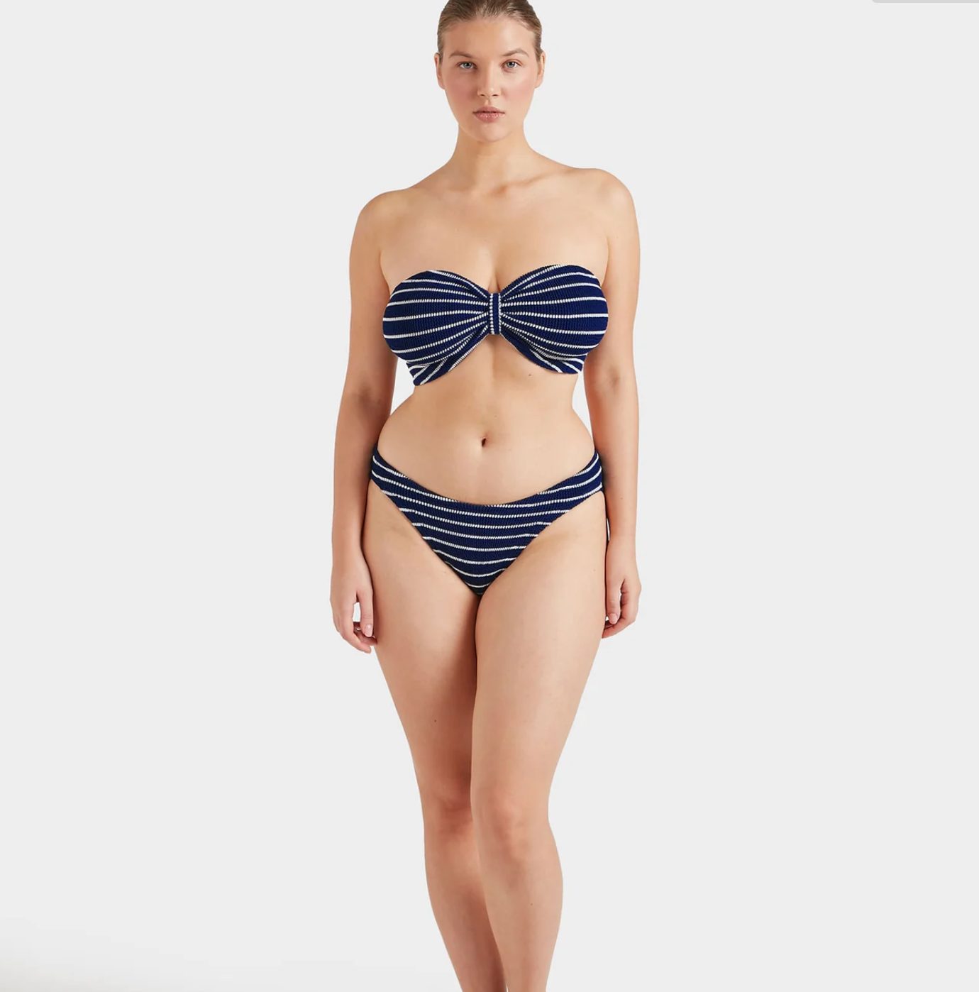 Crinkle Bikini, Jean Bikini Navy/White Stripe